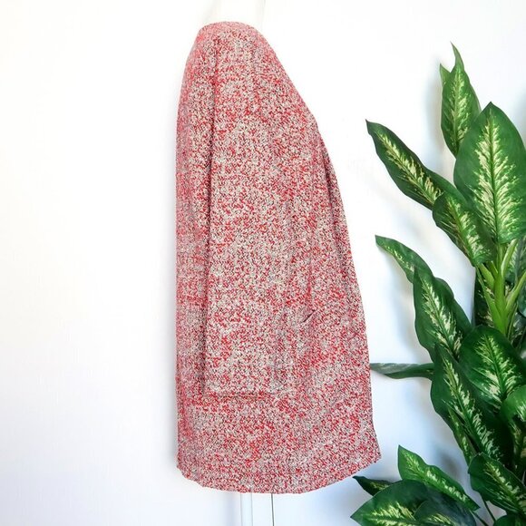 Ben Simon Red Tweed Open Front Long Blazer Jacket Size Small S - Picture 5 of 9